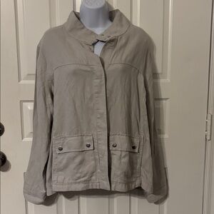 Christian Siriano Linen Blend Utility Jacket Size XL 1x Light Tan